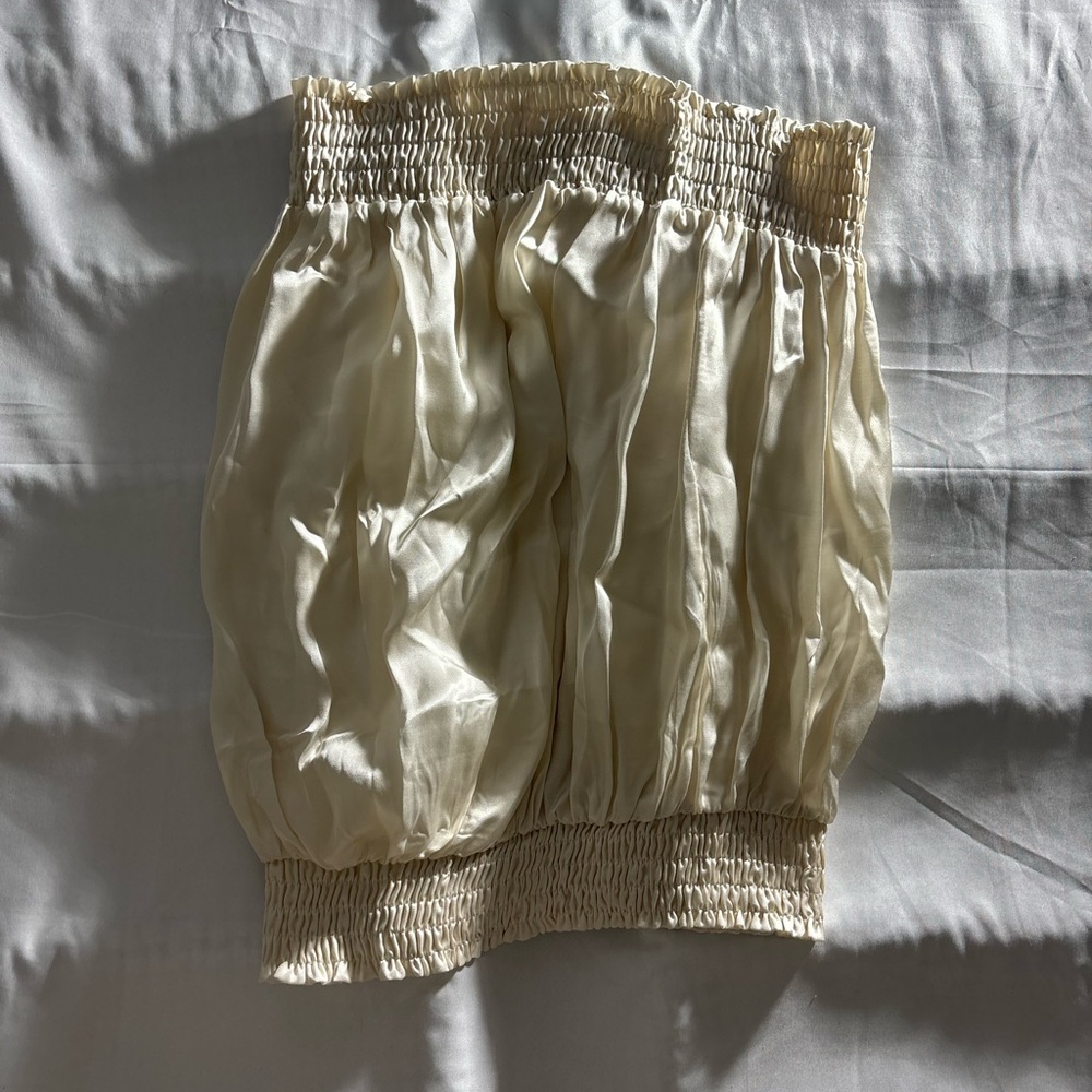 Sofia Italy Cream Smocked Tube Top - Satin Finish